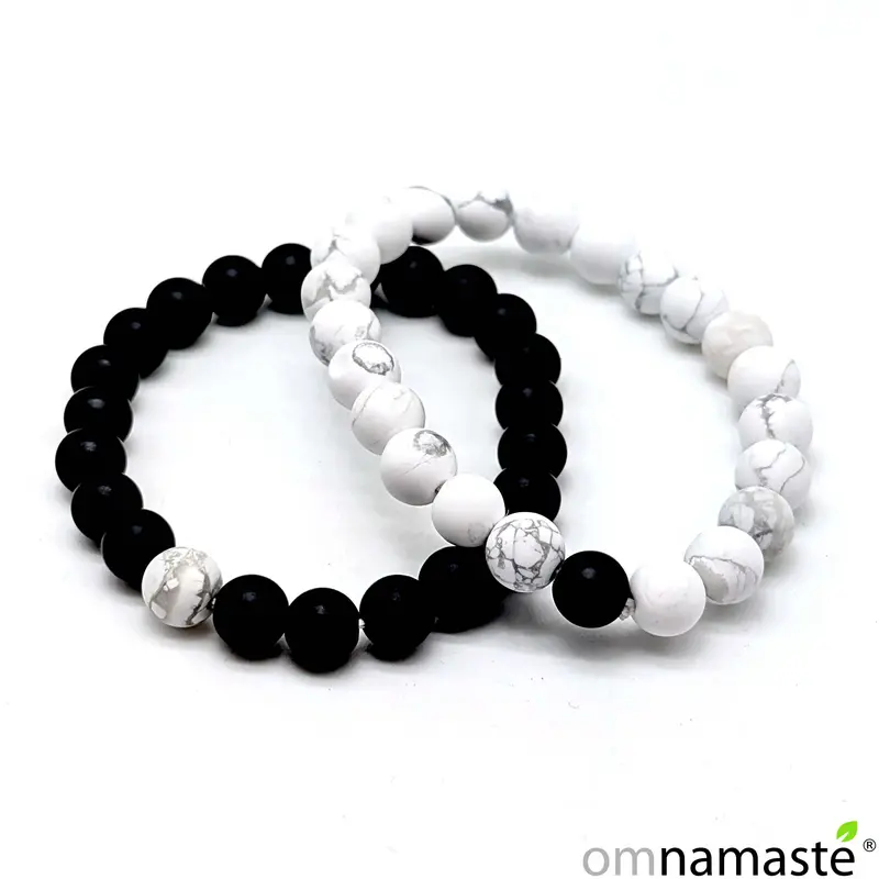 2 Pulseras ying yang bola 8mm