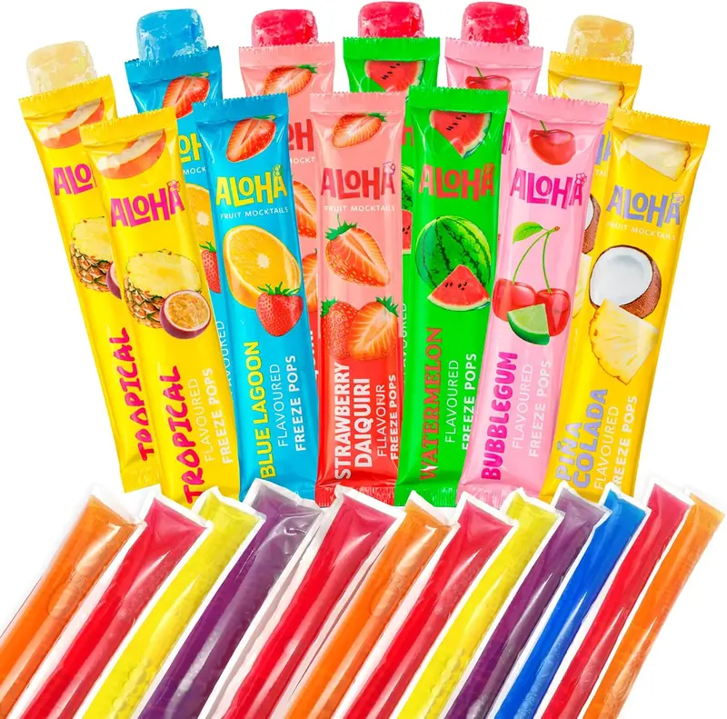 24 Polos Flash para Congelar | 12 Sabores Tropicales ALOHA + 12 Flashes Clásicos | Polos de Hielo para Verano | Sin Gluten | Selección Cia&Co
