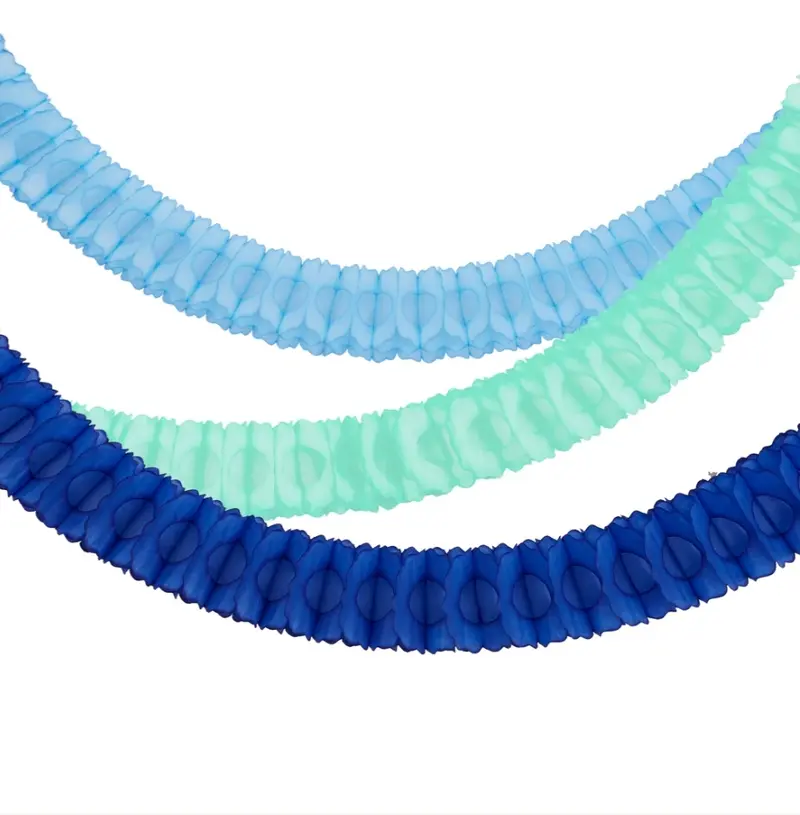 3 guirnaldas de panal azul