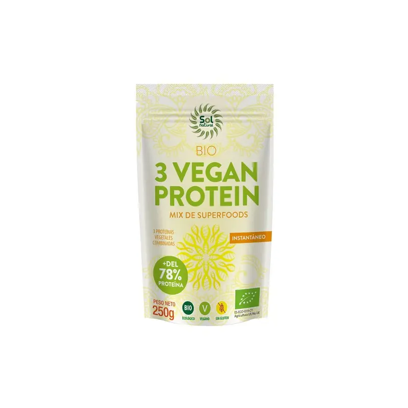 3 Vegan Proteína Bio - 250 g - Sol Natural