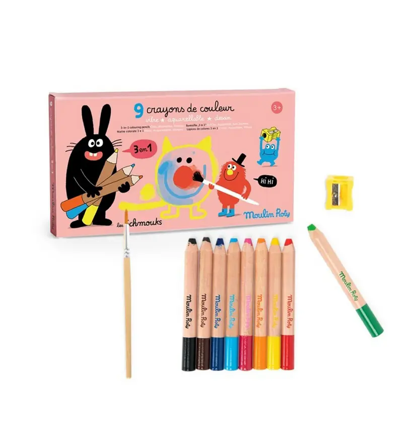 9 Lápices de colores 3 en 1 Schmouks