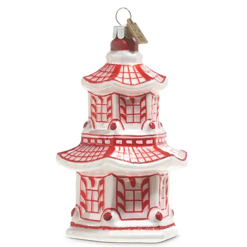 Adorno del árbol en forma de pagoda roja