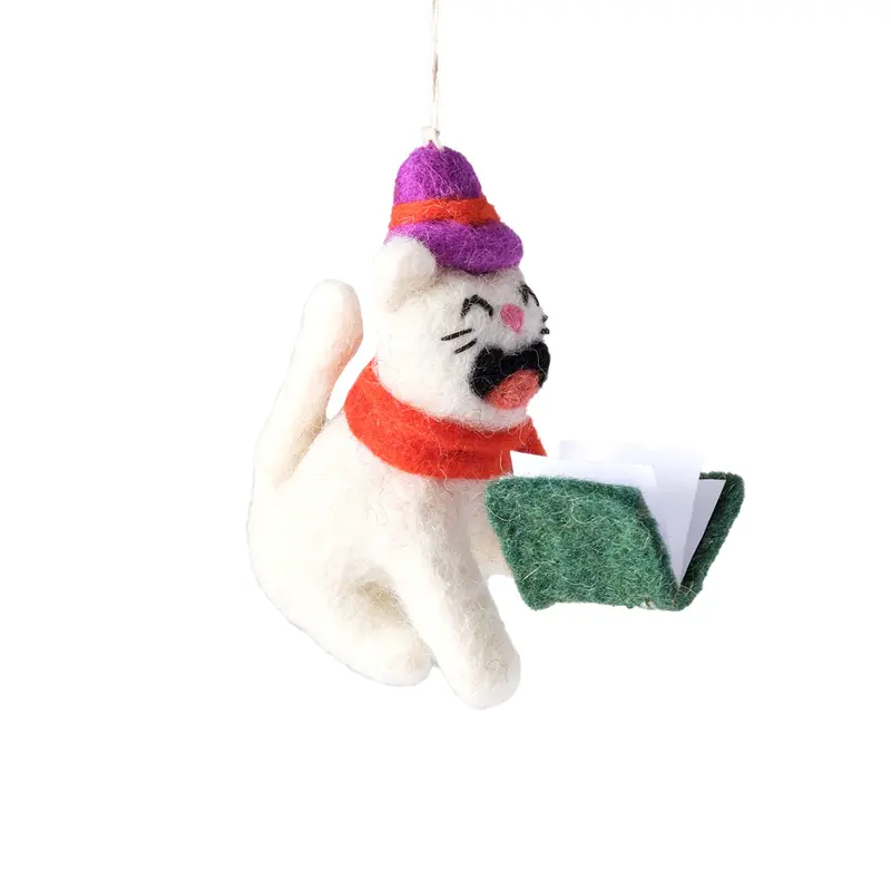 Adorno gato cantando villancicos