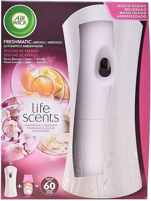 Air Wick Freshmatic Kit Completo de Ambientador Automático, con Aparato y Recambio fragancia Delicias de Verano. Perfuma tu hogar de forma continua y eficaz hasta 2 meses.