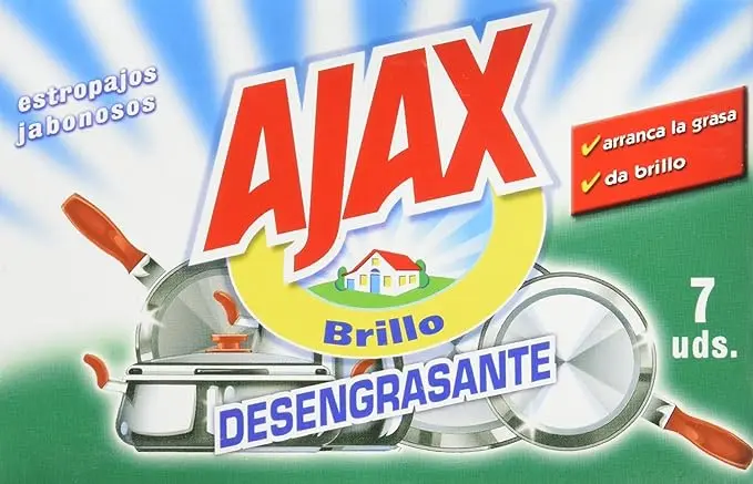 Ajax Estropajos Jabonosos, Mega Pack de 12 paquetes de 7 unidades. La solución definitiva para arrancar la grasa y la suciedad más incrustada en cualquier superficie.