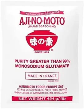 Ajinomoto Sazonador Umami, Potenciador de Sabor a base de Glutamato Monosódico (>99% puro), Bolsa de 454g. El ingrediente esencial para dar un gusto profundo a tus recetas.