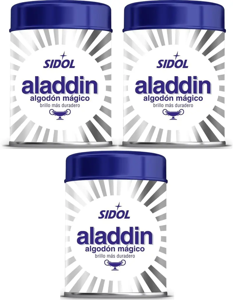 Aladdin Algodón Mágico Limpia Metales, Pack de 3x75g. La solución definitiva para limpiar y abrillantar plata, oro, cromo y otros metales con un brillo espectacular y duradero.