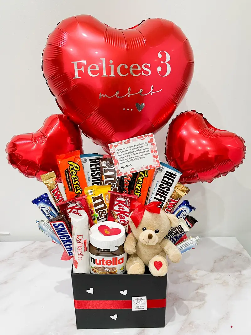 Arreglo Globos, Peluche y Chocolates