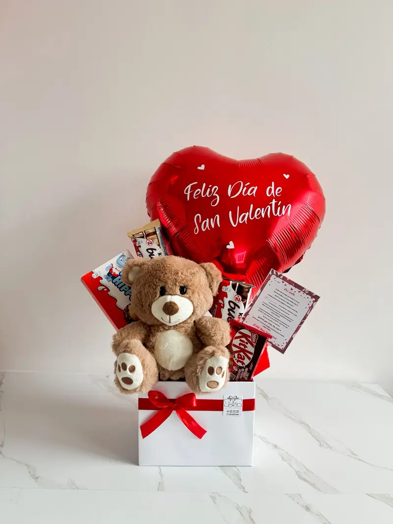 ARREGLO PELUCHE, GLOBO Y CHOCOLATES