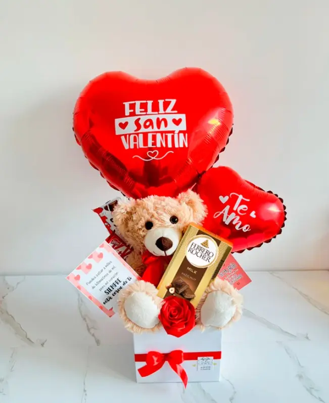 ARREGLO PELUCHE, GLOBOS Y CHOCOLATES