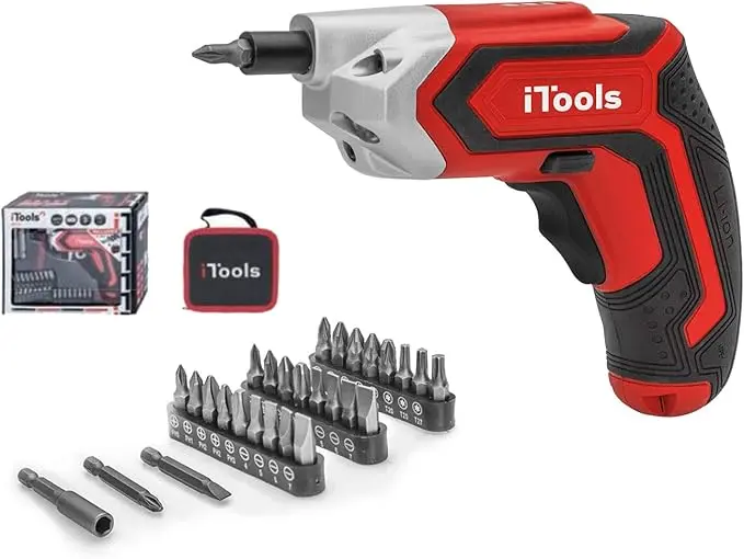 Atornillador Inalámbrico iTools PR2067 de 3.6V. Destornillador eléctrico a batería de Litio, ligero y manejable, ideal para montaje de muebles y bricolaje ligero en el hogar. Incluye puntas.