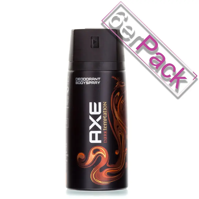 AXE Dark Temptation Desodorante en Spray para Hombre, Pack de 6x150ml. Siéntete irresistible con su adictivo aroma a chocolate y una protección eficaz contra el mal olor.