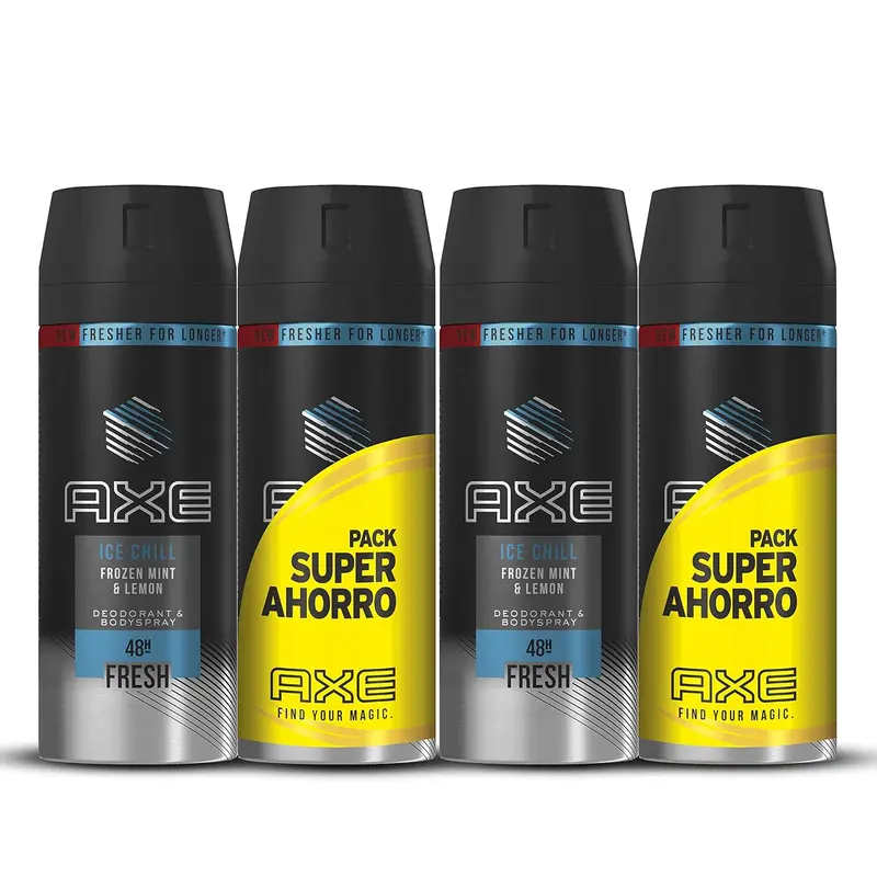 AXE Ice Chill Desodorante Bodyspray, Pack Duplo Ahorro de 4x150ml (600ml). Fragancia ultra fresca con limón y menta helada para un frescor polar instantáneo.