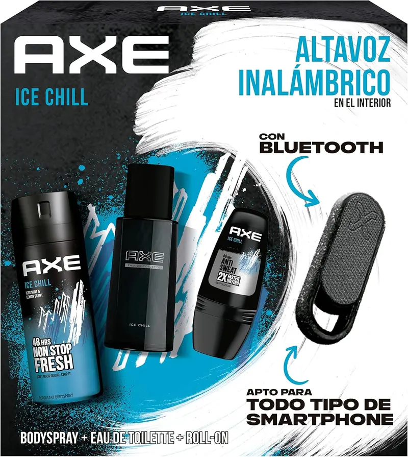 AXE Ice Chill Music Box, Set de Regalo para Hombre con Altavoz Inalámbrico. El regalo definitivo que combina la fragancia más fresca con música