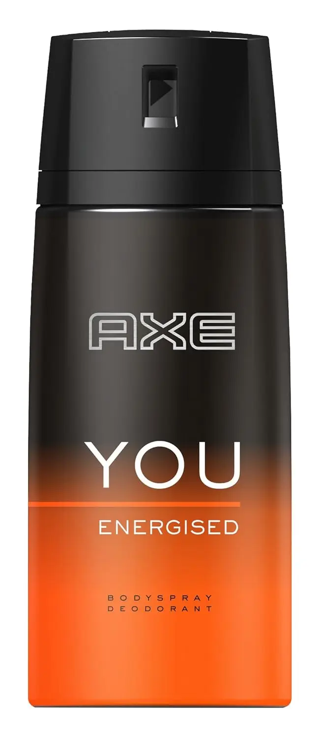 Axe You Energised Desodorante Bodyspray para Hombre, 150 ml. Una fragancia vibrante y enérgica que combina notas de ámbar cálido y pimienta negra para una frescura duradera.