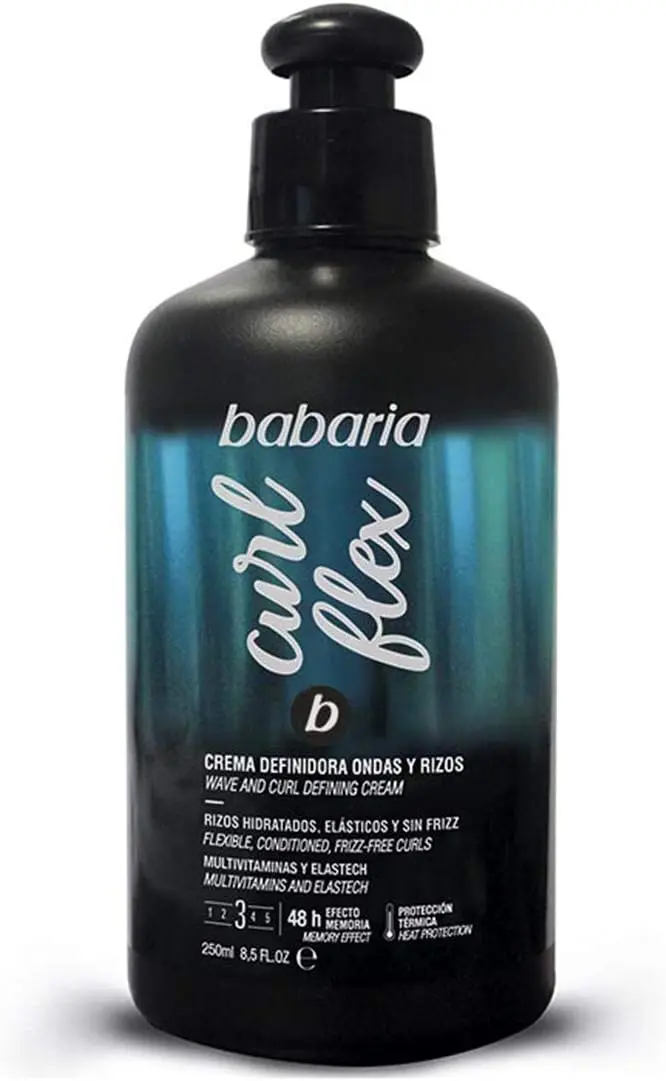 Babaria B-Curl Crema Definidora de Ondas y Rizos, 250ml. Define, hidrata y controla el encrespamiento para unos rizos elásticos, suaves y llenos de movimiento.