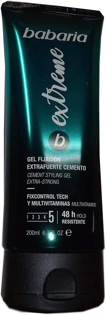 Babaria B-Extreme Gel de Fijación Extrafuerte Efecto Cemento, 200ml. Gel fijador para el cabello unisex, ideal para crear peinados extremos y de larga duración.