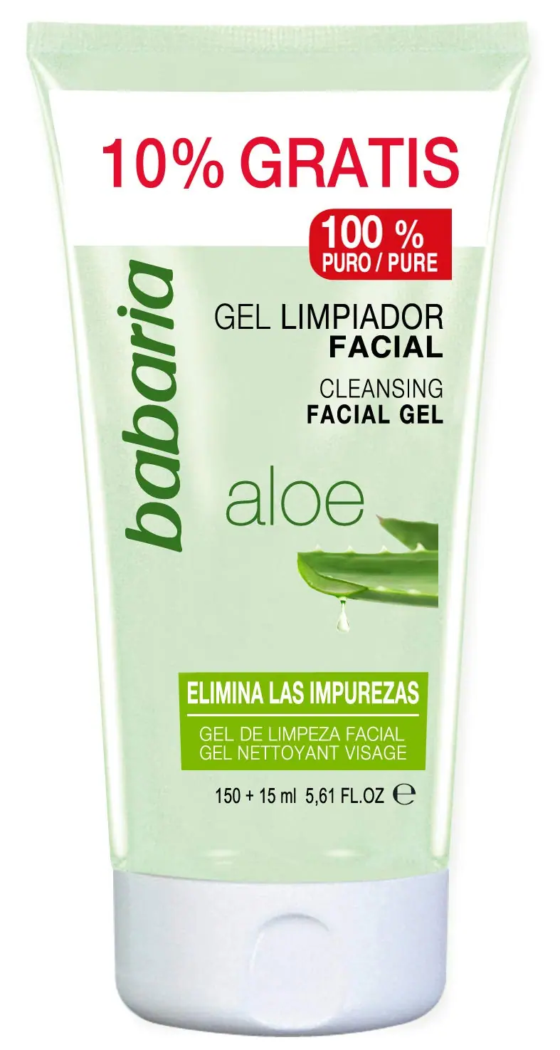 Babaria Gel Limpiador Facial con Aloe Vera, 150 ml. Limpieza profunda para todo tipo de pieles, dejándola tersa, suave y libre de impurezas. Testado dermatológicamente.
