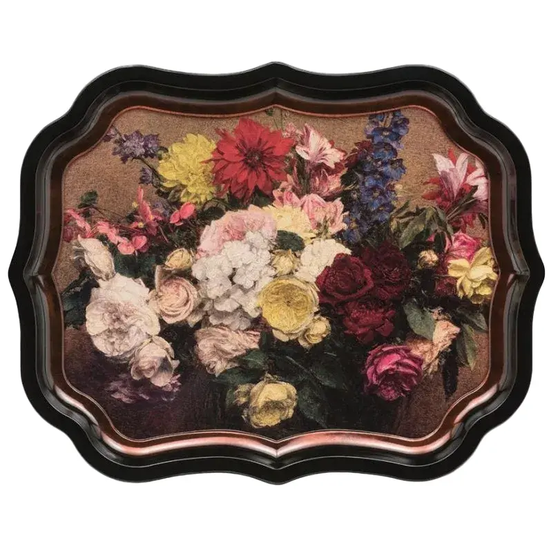 Bandeja de la lata diseño bodegón floral