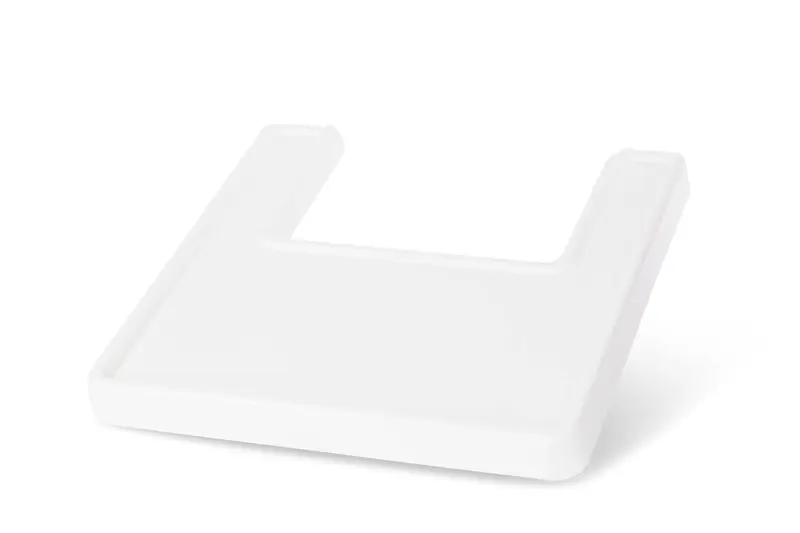 Bandeja de recambio o accesorio para la trona de bebé ANTILOP de IKEA. Fabricada en plástico blanco, con bordes elevados para evitar derrames y fácil de limpiar.