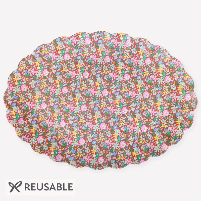 Bandeja ovalada grande reutilizable con estampado floral