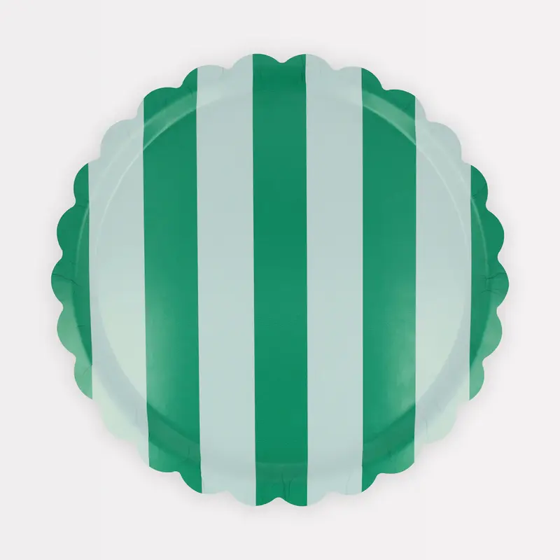 Bandejas grandes rayas verdes y azules de melamina