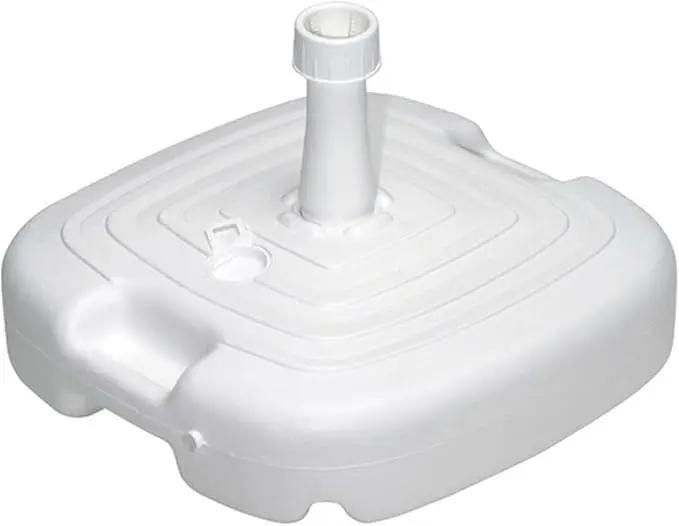Base de Soporte Schneider para Sombrilla, 20 litros, color Blanco. Fabricada en Polietileno (PE) y rellenable con agua o arena. Para mástiles de 25-32 mm.