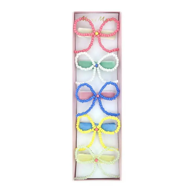 Beaded Bow Hair Clips
