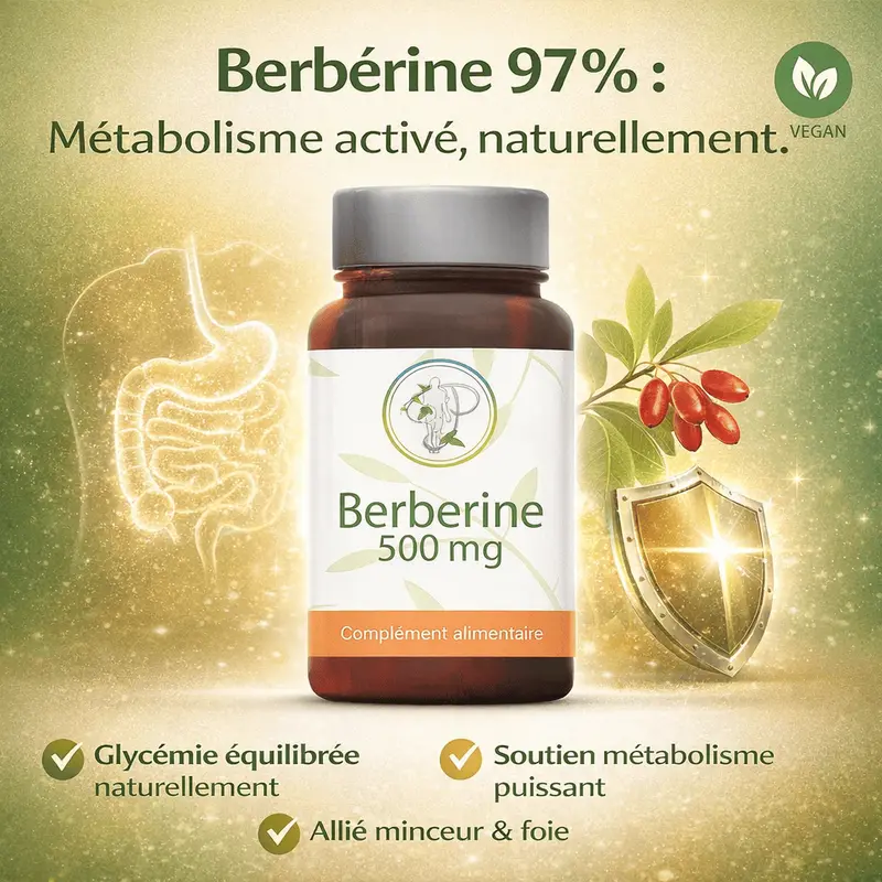 Berbérine 97% - 500 mg – Votre Allié Naturel pour le Métabolisme et la Fonction Hépatique