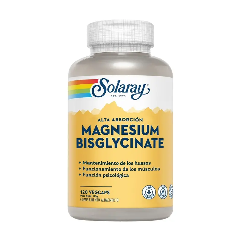 Bisglycinato Magnesio - 120 Cápsulas - Solaray