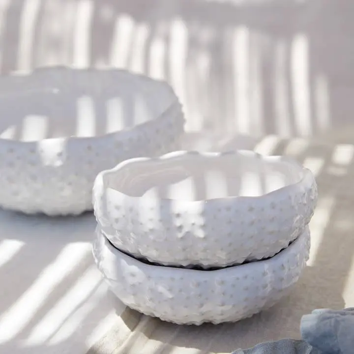 Bol de Gres “Erizo” Blanco – 12 cm