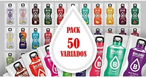 Bolero Bebida Instantánea, Pack Surtido de 50 sobres. La solución definitiva sin azúcar y con Stevia para una hidratación variada, saludable y llena de sabor.