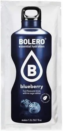 Bolero Bebida Instantánea Sabor Arándano, Caja de 24x9g. Preparado en polvo sin azúcar con Stevia y Vitamina C para una hidratación saludable, baja en calorías y llena de sabor.