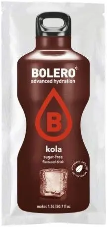 Bolero Bebida Instantánea Sabor Cola, Mega Pack de 48x9g. Preparado en polvo sin azúcar, con Stevia y Vitamina C para disfrutar de litros de refresco saludable y económico.