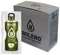 Bolero Bebida Instantánea Sabor Pera, Caja de 24x9g. Refresco en polvo saludable sin azúcar, endulzado con Stevia y apto para diabéticos. Ideal para hidratación familiar y deportiva.