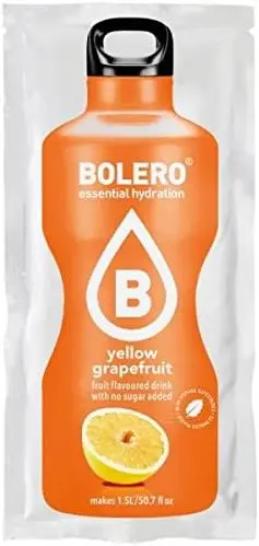 Bolero Bebida Instantánea Sabor Pomelo Amarillo, Caja de 24x9g. Un refresco en polvo sin azúcar, bajo en calorías y con Stevia para una hidratación saludable y llena de sabor.
