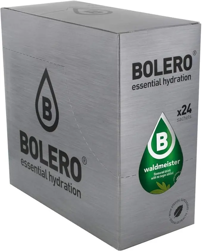 Bolero Bebida sin Azúcar sabor Aspérula, pack de 24 sobres de 9g. Refresco instantáneo bajo en calorías y carbohidratos, endulzado con Stevia y con Vitamina C añadida.