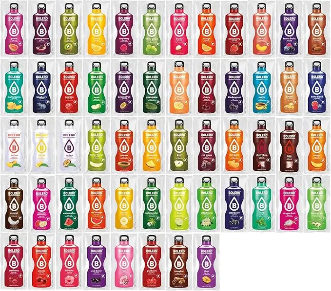 Bolero Pack de 56 Sabores Surtidos para Descubrir. Disfruta de una gran variedad de bebidas instantáneas sin azúcar, con Stevia y Vitamina C. Prepara más de 84 litros.