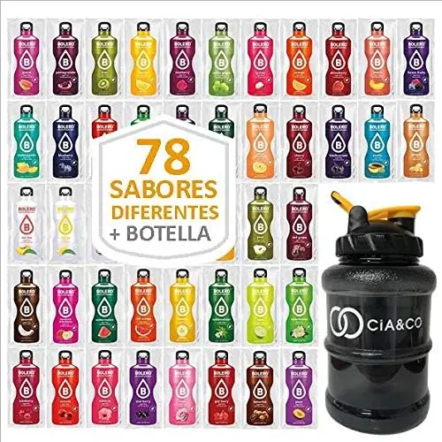 Bolero Pack Descubrimiento con 78 Sabores y Botella Cia&Co de 1.5L. La colección completa de bebidas sin azúcar para una hidratación saludable, con Stevia y Vitamina C.