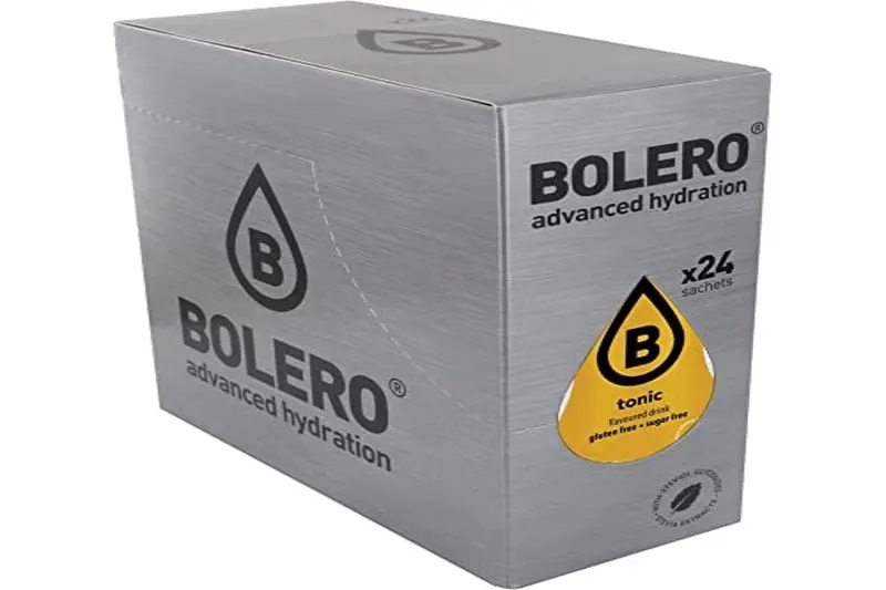 Bolero Sabor Tónica, pack de 24 sobres de 9g. Bebida instantánea sin azúcar para crear un refresco clásico y sofisticado, bajo en calorías, con Stevia y Vitamina C para tus cócteles.