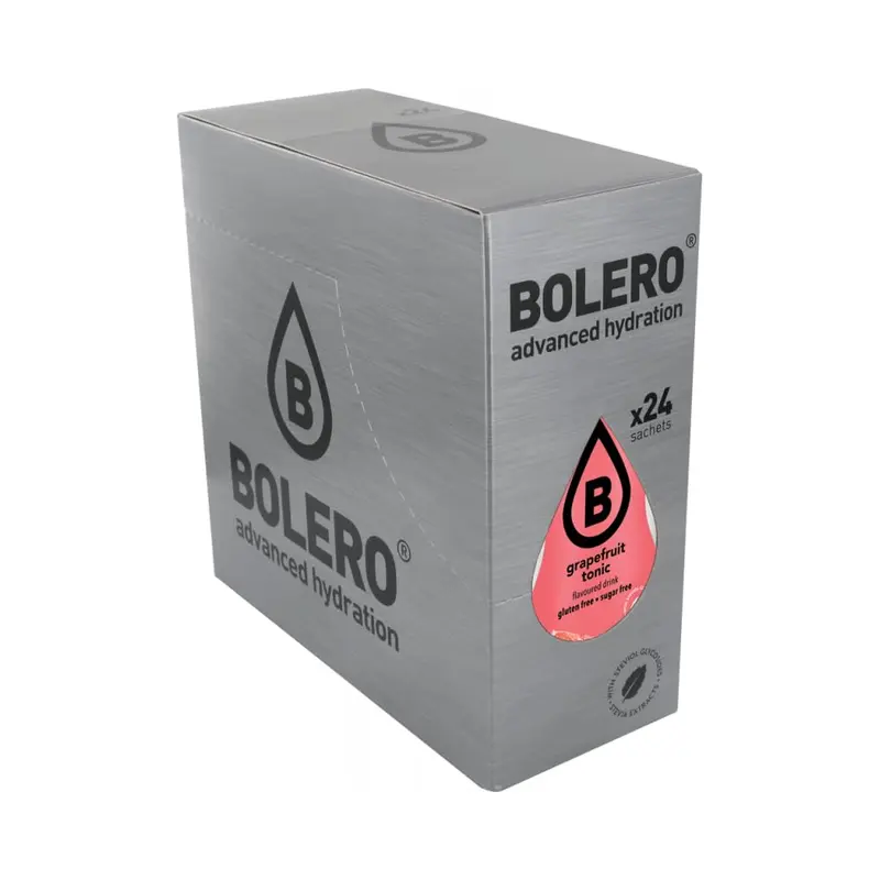 Bolero Sabor Tónica Pomelo, pack de 24 sobres. Una bebida instantánea sin azúcar, con Stevia y Vitamina C, para crear un refresco sofisticado, saludable y bajo en calorías.