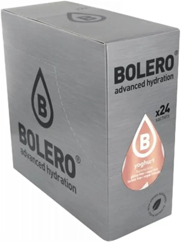 Bolero Sabor Yogur, pack de 24 sobres de 9g. Bebida en polvo sin azúcar para crear un refresco cremoso y bajo en calorías, con Vitamina C y el dulzor natural de la Stevia.
