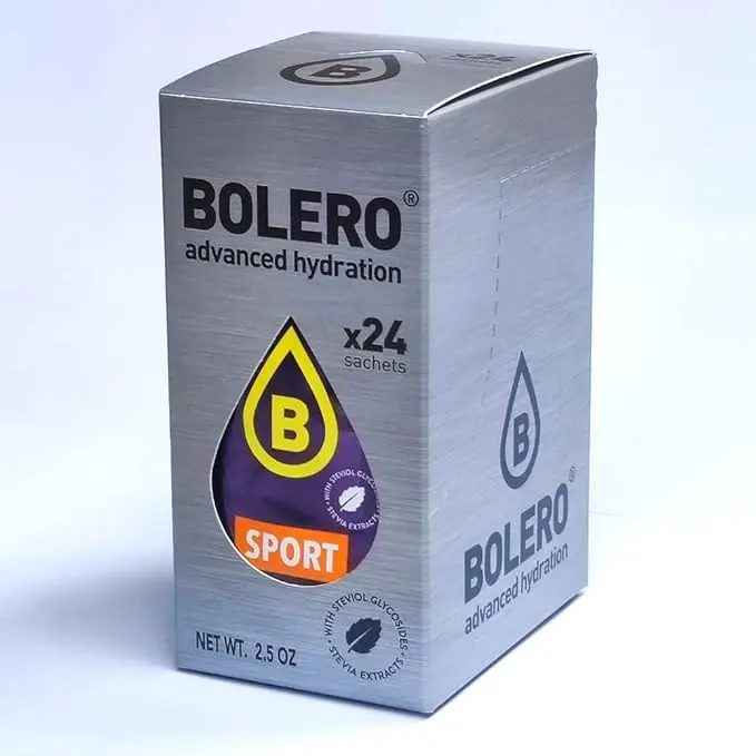 Bolero Sticks Bebida Instantánea Sabor Sport, Caja de 24x3g. Refresco en polvo sin azúcar, con Stevia, Vitaminas y Minerales. Ideal para deportistas y una hidratación avanzada.