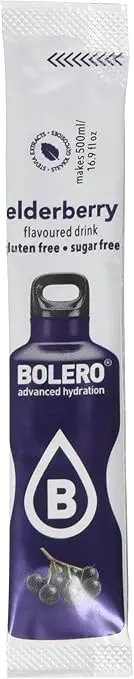 Bolero Sticks Sabor Arándano Rojo, Caja de 12x3g. Bebida en polvo sin azúcar, baja en calorías y con Stevia para una hidratación refrescante y saludable.
