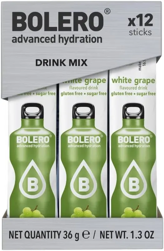Bolero Sticks Sabor Bayas de Açaí, Caja de 12x3g. Bebida instantánea sin azúcar con Stevia y Vitamina C, un refresco antioxidante para una hidratación avanzada.