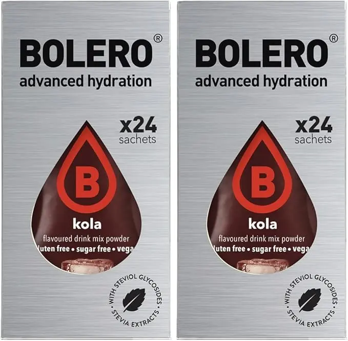 Bolero Sticks Sabor Cola, Mega Pack de 48x3g. Bebida instantánea en polvo sin azúcar con Stevia, ideal para llevar y preparar tu refresco bajo en calorías en cualquier lugar.