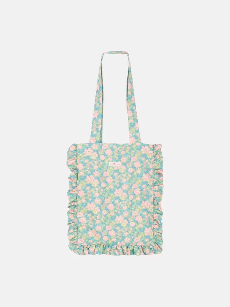 Bolsa de Playa con Volantes Liberty Betssy Verde y Rosa