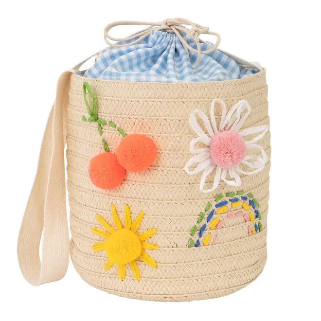 Bolsita de mimbre bordado a mano