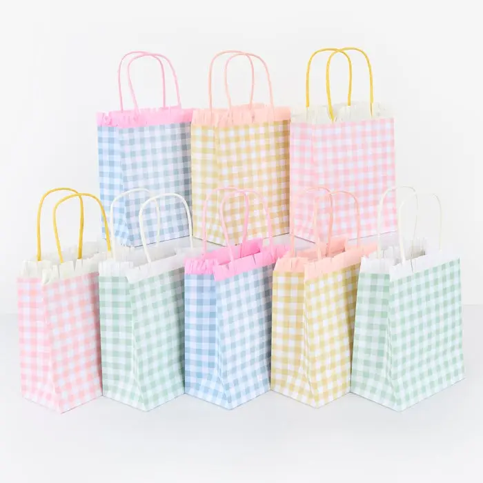 Bolsitas de Fiesta Vichy con Flecos (Pack 8)