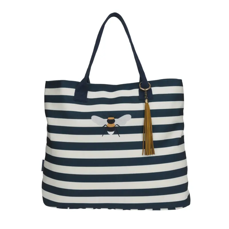 Bolso a rayas con diseño de abeja